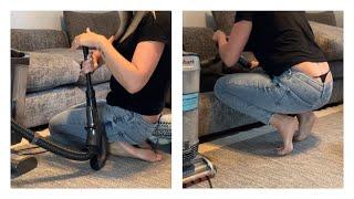 Vacuuming After Building Work - Crevice Tool Edge Vacuum - Vacuuming The Sofa