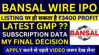 Bansal Wire IPO  Bansal Wire IPO GMP  Bansal Wire IPO Subscription Status  My Final Decision