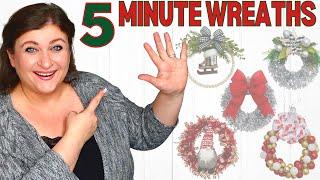 5 Minute Christmas Wreaths  5 Quick and Easy Christmas Winter Wreath DIY Tutorials