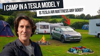 I TRY CAMPING in a TESLA Model Y Review of Tesla Air Mattress