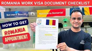 Romania Work Visa Document Checklist 2024 from India  How to get Romania Appointment in India