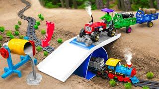 Diy tractor making mini concrete bridge for heavy truck crossing science project  diy tractor video