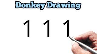Easy Donkey Drawing From 111 Number  Number drawing