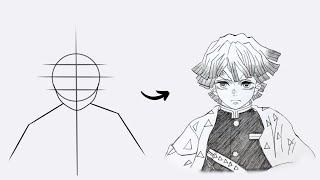 How to draw Zenitsu Agatsuma Easy  Step by Step  Demon Slayer