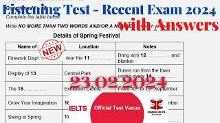 IELTS Listening Actual Test 2024 with Answers  23.02.2024