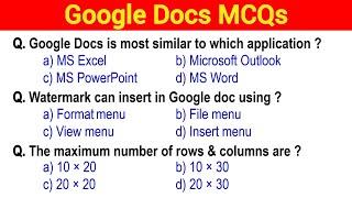 MCQ on Google Docs  Google Docs MCQ with Answers