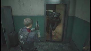 Resident Evil 2 REmake Mr X Pokes his head into save roomsafe room
