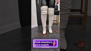 Strawberries crushed by thigh high boots #strawberry #crushing #thighhighboots