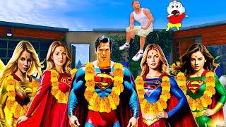 FranklinShinchan celebrates Superman & Supergirls marriage with all avengers In GTA 5 Telugu 