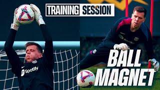 SZCZESNY already making IMPRESSIVE SAVES for FC BARCELONA   Training