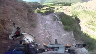 Taking shortcut from Salt Pans of Maras Peru on Honda C90