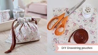 DIY drawstring pouches easy sew.