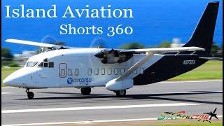 The Flying Box Air Cargo Carriers Shorts 360 and departure from St. Kitts Airport 