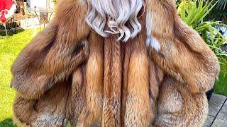 Golden Red Fox fur coat XXL @LoraFox Video in 4K