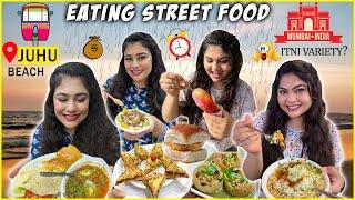 Eating Best Juhu Beach Street food for 24 hours Challenge  Mumbai Street Food at Juhu Chowpatty