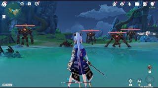 Solo C0 Ayaka 69 HP vs 4 Ruin Guards  Genshin Impact