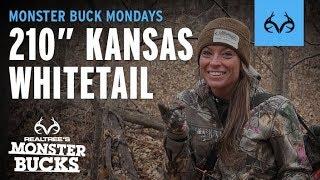 210 Kansas Whitetail at 20 YARDS  Woman Hunter  Monster Bucks Mondays