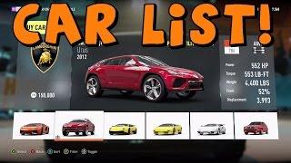Forza Horizon 2  Complete Car List