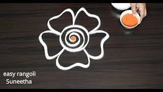 Trendy flower kolam designs  Latest Freehand rangoli  Beautiful muggulu