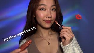 ASMR Lipgloss Application Kisses Tapping and Rambling 