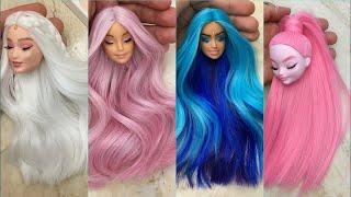 Barbie Doll Makeover Transformation  DIY Miniature Ideas for Barbie  Wig Dress Faceup and More