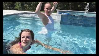 Mandi and Nathalia play Tennis in the Pool Funny Wearing Nike and LuluLemon