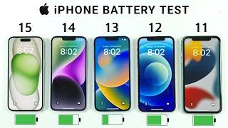 iPhone 15 vs 14 vs 13 vs 12 vs 11 Battery Test  iOS 17 BATTERY TEST