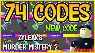 NEW CODE74 WORKING CODES for ️MURDER MISTERY 2️  ZYLEAKS ️ Update Space ️ Roblox 2024