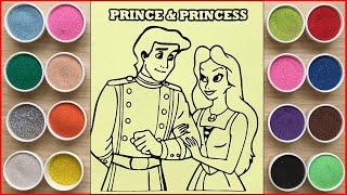 Tô màu tranh cát hoàng tử công chúa hạnh phúc - Sand painting princess&prince Chim Xinh channel