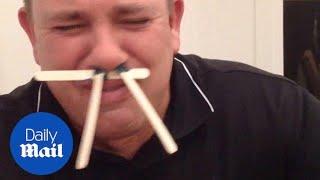 Hilarious moment man struggles to wax his nose - Daily Mail