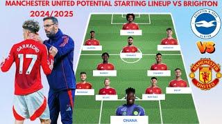 MANCHESTER UNITED VS BRIGHTON  MAN U potential starting lineup ● PREMIER LEAGUE 20242025 MATCHWEEK