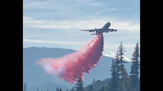 Sept 26th - 747 Air Tanker Listen to the Engines Scream as Retardant is Dropped to Pre Treat Fuels