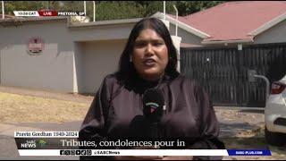 Pravin Gordhan  Sombre mood outside the home of the late struggle stalwart - Hasina Gori reports