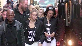 Gigi Hadid Kendall Jenner and the Victoria s Secret Angels leaving their hotel in Paris