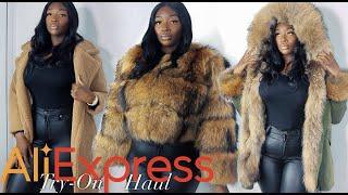 TRYING OUT FUR COATS FROM ALIEXPRESS - BADDIE ON A BUDGET  WINTER COAT TRY ON HAUL AMINACOCOA