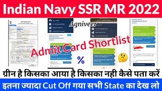 Navy Agniveer SSR MR Admit Card Shortlist Out   Navy Admit Card Cut Off %  Allotment for Exam