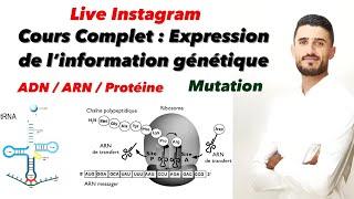 لايڤ مرطوني Cours complet  expression de l’information génétique  ADNARNProtéine 
