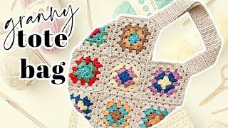 Granny Square TOTE BAG  Super EASY Crochet Market Bag