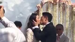 Ruby Lin and Wallace Huo Wedding Kiss