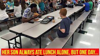 Her son always ate lunch alone but one day a football star sat with him and it made her tear up