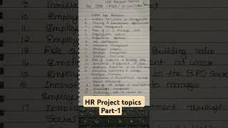 1 HR Project topics for BBA MBA PhD M.com Part-1 #shorts #viral #hrprojects #drbarkhagupta