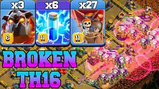 Th16 Lavaloon Attack Strategy With Zap Spell  3 Lava + 27 Balloon + 6 Zap Th16 Attack Strategy COC