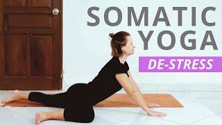 Somatic Yoga to Reduce Stress  Relaxing Stretches + Nidra Meditation  20 Min  Jaz Pilates 