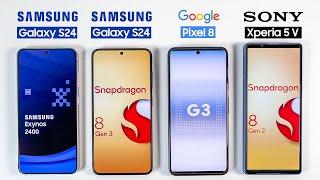 Galaxy S24 Exynos vs Snapdragon  Pixel 8  Xperia 5 V Battery Drain Test