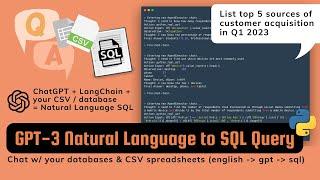 LangChain + OpenAI to chat w query  own Database  CSV