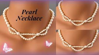 How to make a Pearl Necklace at home  Necklace Making #beadscraft