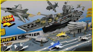 Navy Aircraft Carrier Unboxing and Pretend Play Battle VS Monsters