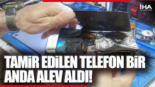 Tamir Edilen Telefonun Patlama Anı Kameraya Yansıdı