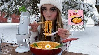 ASMR Eating BULDAK CARBONARA Ramen