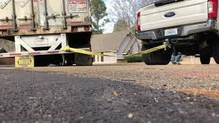 Alumiduty Dually pulls loaded 18 wheeler sideways